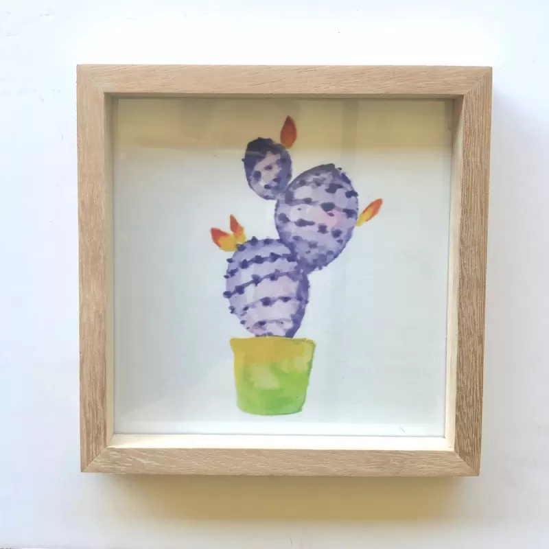 Cuadro con moldura tipo BOX y marco de madera kiri.