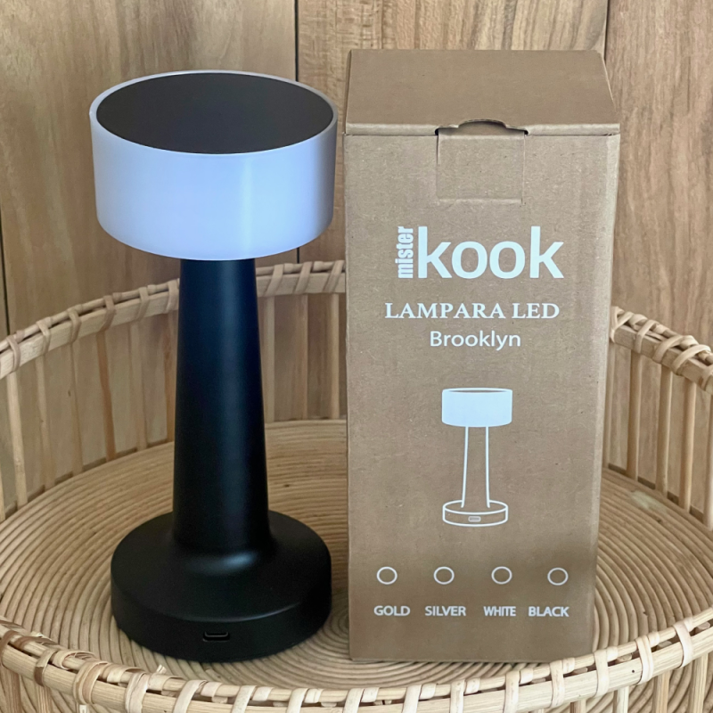 Lámpara Led Recargable "Brooklyn" Negra - KBROOKNE