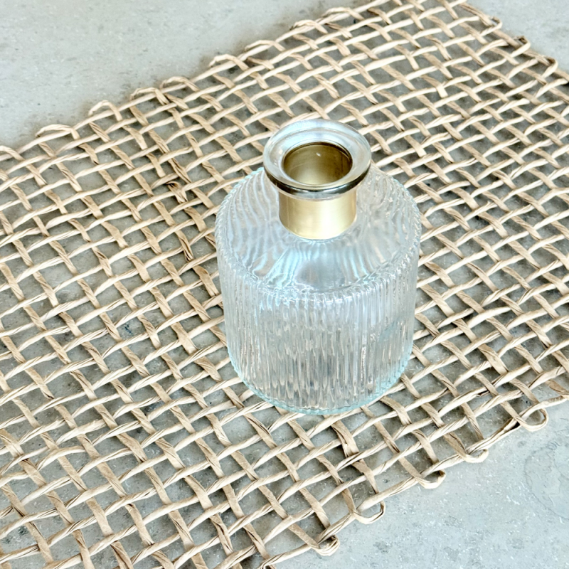 Florero/ Difusor Transparente Líneas Rectas con anillo "Oro" - ZOROLICL
