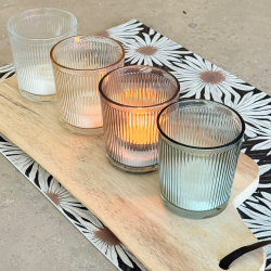 Vaso / Fanal de Vidrio RAYAS Transparente- ZVARACL