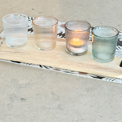 Vaso / Fanal de Vidrio RAYAS Gris - ZVARAGR