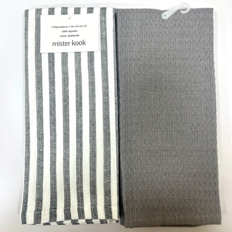 Repasador de Cocina Set/2 Rayas Gruesas Gris - RAGRUGR