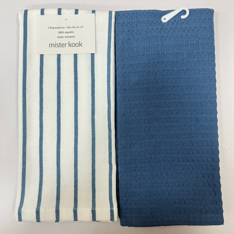Repasador de Cocina Set/2 Rayas Finas Azul - RAFINAZ