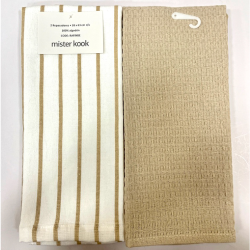 Repasador de Cocina Set/2 Rayas Finas Beige - RAFINBE