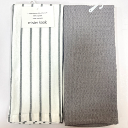 Repasador de Cocina Set/2 Rayas Finas Gris - RAFINGR