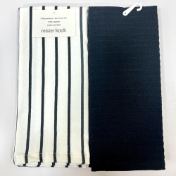 Repasador de Cocina Set/2 Rayas Finas Negras - RAFINNE