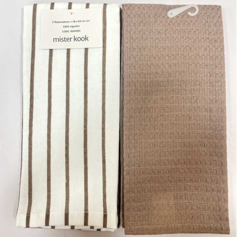 Repasador de Cocina Set/2 Rayas Finas Visón - RAFINVI