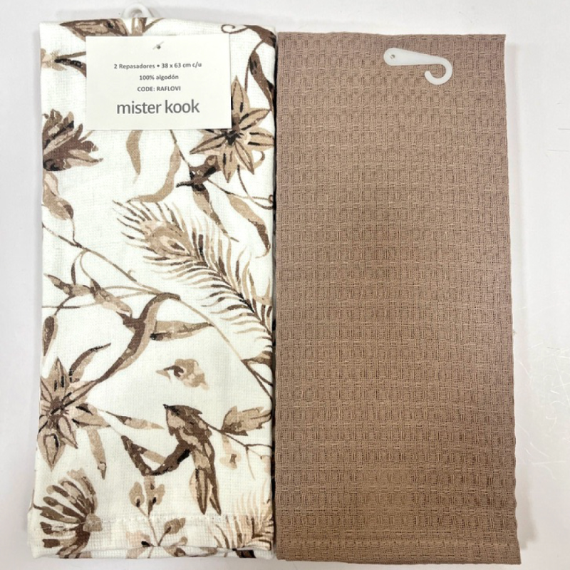 Repasador de Cocina Set/2 Flores Visón - RAFLOVI