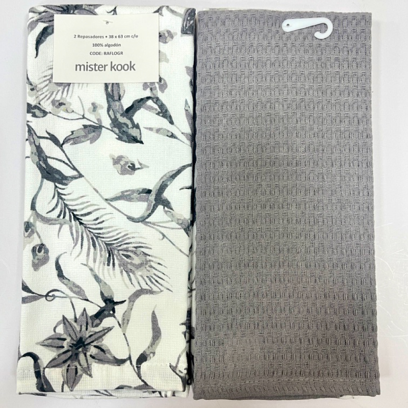 Repasador de Cocina Set/2 Flores Azul - RAFLOGR