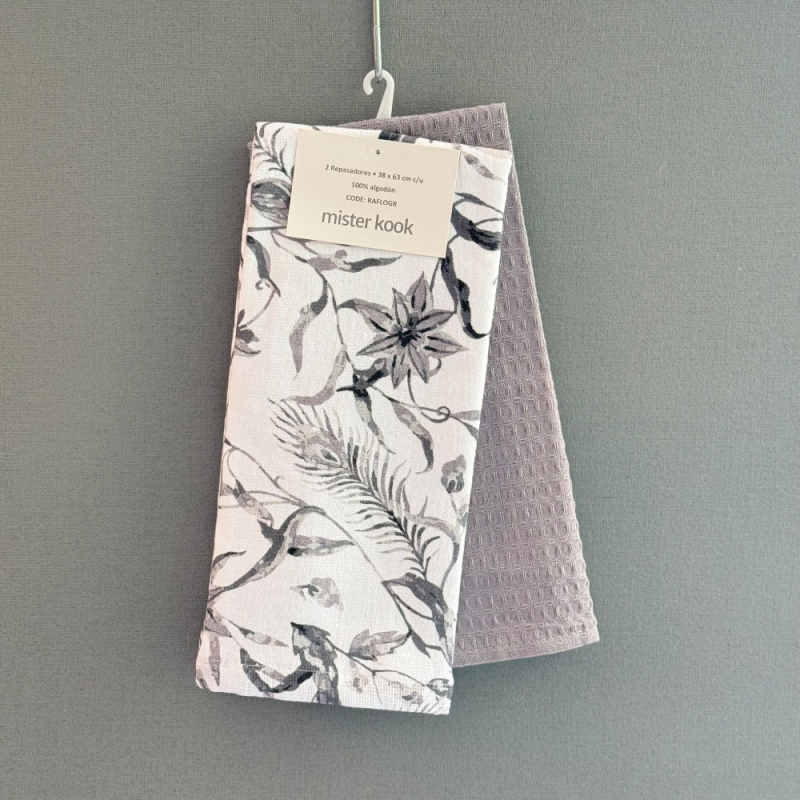 Repasador de Cocina Set/2 Flores Azul - RAFLOGR