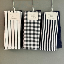 Repasador de Cocina Set/2 Rayas Finas Negras - RAFINNE