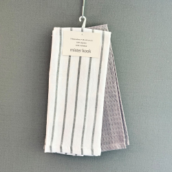 Repasador de Cocina Set/2 Rayas Finas Gris - RAFINGR