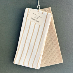 Repasador de Cocina Set/2 Rayas Finas Beige - RAFINBE