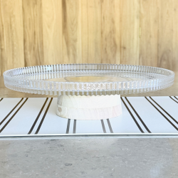 plato de torta, platos de torta con pie, plato de torta de vidrio con pie de madera, mesa, cocina, vesti tu mesa